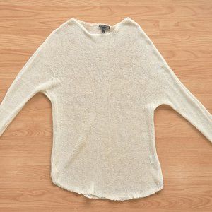 EILEEN FISHER Ivory Linen Blend Long Sleeve Knit Mesh Tunic, Size L